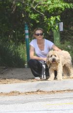 AMY SMART Out with Her Dog at a Park in Beverly Hills