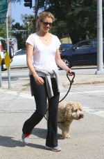 AMY SMART Out with Her Dog at a Park in Beverly Hills