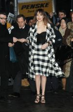 DAKOTA JOHNSON Arrives at Late Show with David Letterman in New York