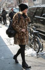 DIANNA AGRON in Fur Coat Out and About in New York