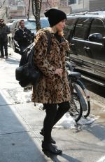 DIANNA AGRON in Fur Coat Out and About in New York