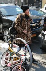 DIANNA AGRON in Fur Coat Out and About in New York