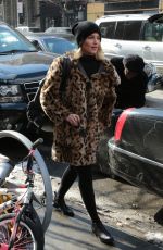 DIANNA AGRON in Fur Coat Out and About in New York