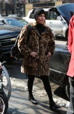 DIANNA AGRON in Fur Coat Out and About in New York