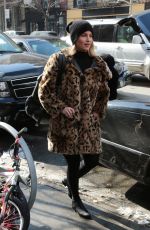 DIANNA AGRON in Fur Coat Out and About in New York
