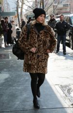 DIANNA AGRON in Fur Coat Out and About in New York