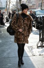 DIANNA AGRON in Fur Coat Out and About in New York