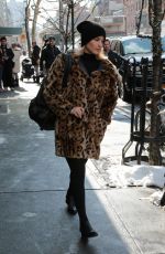 DIANNA AGRON in Fur Coat Out and About in New York