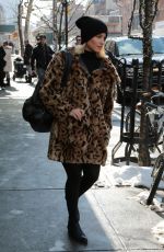 DIANNA AGRON in Fur Coat Out and About in New York