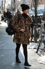 DIANNA AGRON in Fur Coat Out and About in New York