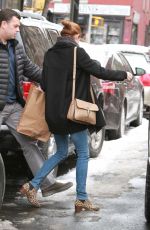 EMMA STONE Leaves Her Apartment in New York