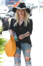 HILARY DUFF in Ripped Jeans Out and About in West Hollywood 1602