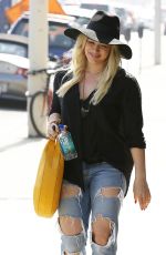 HILARY DUFF in Ripped Jeans Out and About in West Hollywood 1602