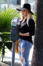 HILARY DUFF in Ripped Jeans Out and About in West Hollywood 1602