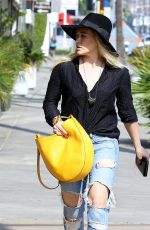 HILARY DUFF in Ripped Jeans Out and About in West Hollywood 1602