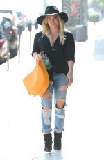 HILARY DUFF in Ripped Jeans Out and About in West Hollywood 1602