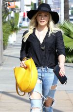 HILARY DUFF in Ripped Jeans Out and About in West Hollywood 1602