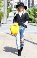 HILARY DUFF in Ripped Jeans Out and About in West Hollywood 1602