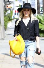 HILARY DUFF in Ripped Jeans Out and About in West Hollywood 1602