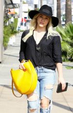 HILARY DUFF in Ripped Jeans Out and About in West Hollywood 1602