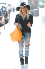 HILARY DUFF in Ripped Jeans Out and About in West Hollywood 1602