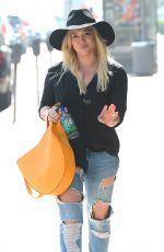 HILARY DUFF in Ripped Jeans Out and About in West Hollywood 1602