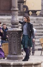 JENNA LOUISE COLEMAN on the Set of Doctor Who in Tenerife