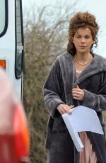 KATE BECKINSALE on the Set of Love and Friendship in Dublin
