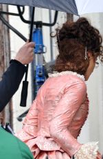 KATE BECKINSALE on the Set of Love and Friendship in Dublin