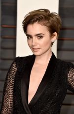 LILY COLLINS at Vanity Fair Oscar Party in Hollywood