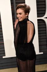 LILY COLLINS at Vanity Fair Oscar Party in Hollywood