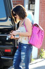 Lucy Hale in Ripped Jeans Leaves a Gym in Los Angeles