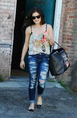 Lucy Hale in Ripped Jeans Leaves a Gym in Los Angeles