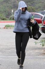 MILEY CYRUS in Tights Hiking at Runyon Canyon Park