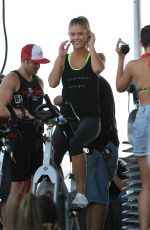 NINA AGDAL at Supersweat Redbike Spinning Event in Miami