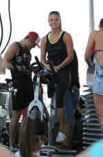 NINA AGDAL at Supersweat Redbike Spinning Event in Miami