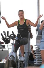 NINA AGDAL at Supersweat Redbike Spinning Event in Miami