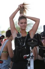 NINA AGDAL at Supersweat Redbike Spinning Event in Miami