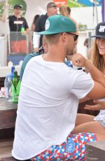 NINA AGDAL in Denim Shorts at a Beach in Miami