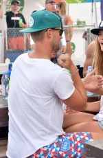 NINA AGDAL in Denim Shorts at a Beach in Miami