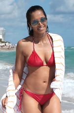 PADMA LAKSHMI in Bikini at a Beach in Miami