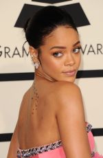 RIHANNA at 2015 Grammy Awards in Los Angeles