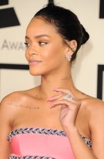 RIHANNA at 2015 Grammy Awards in Los Angeles