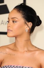RIHANNA at 2015 Grammy Awards in Los Angeles
