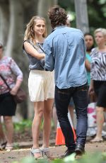 TERESA PALMER on the Set of 2:22 in Sydney