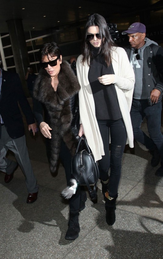 KENDALL and KRIS JENNER at Los Angeles International Airport