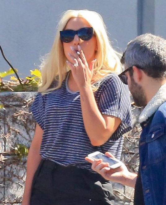 LADY GAGA Out Smoking
