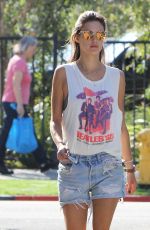 ALESSANDRA AMBROSIO in Cut Offs Out and About in Brentwood