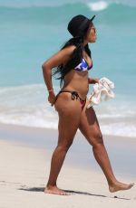 ANGELA SIMMONS in American Flag Bikini at a Beach in Miami