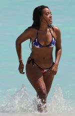ANGELA SIMMONS in American Flag Bikini at a Beach in Miami
